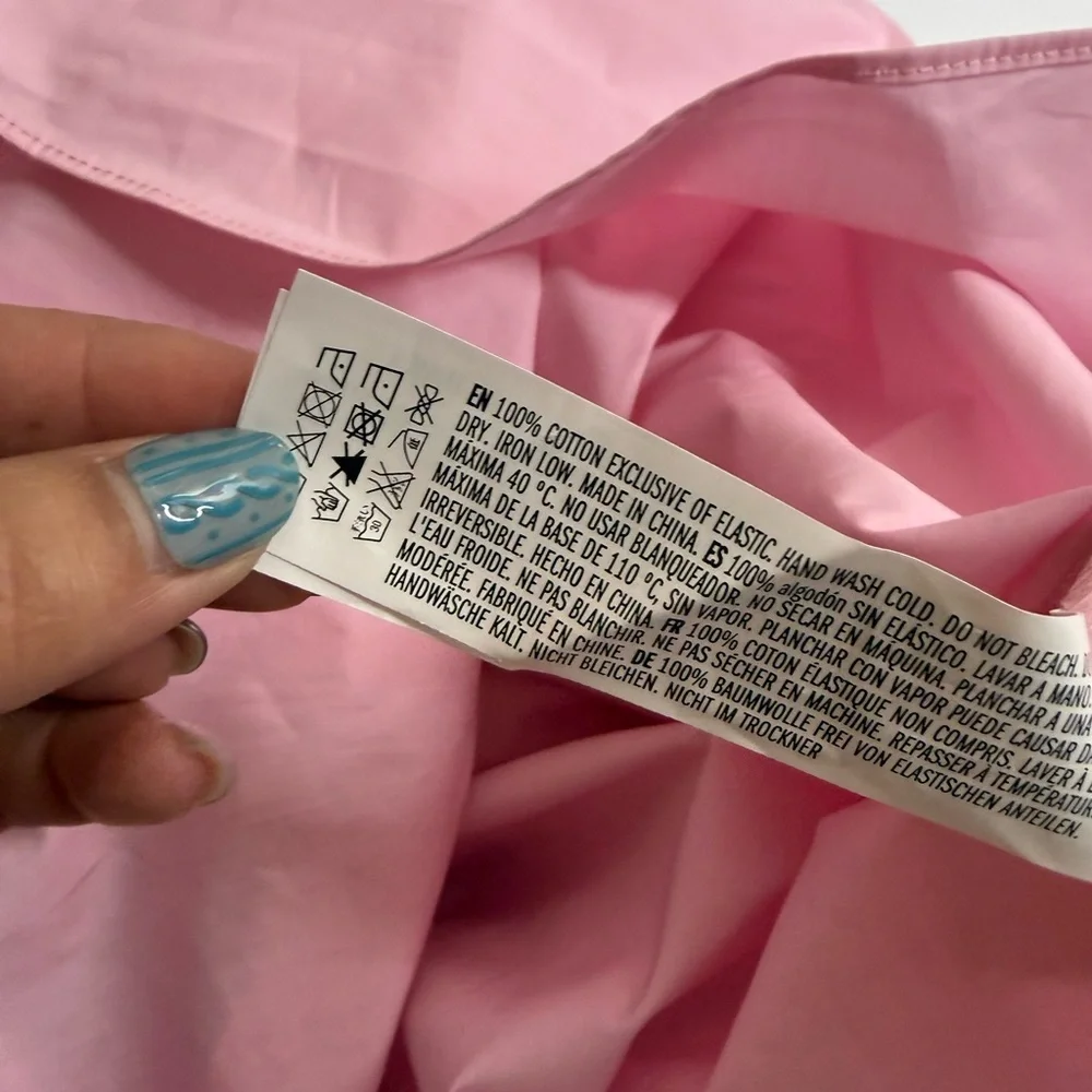 NEW English Factory Pink Poplin Puffed Sleeve Top Sz Small